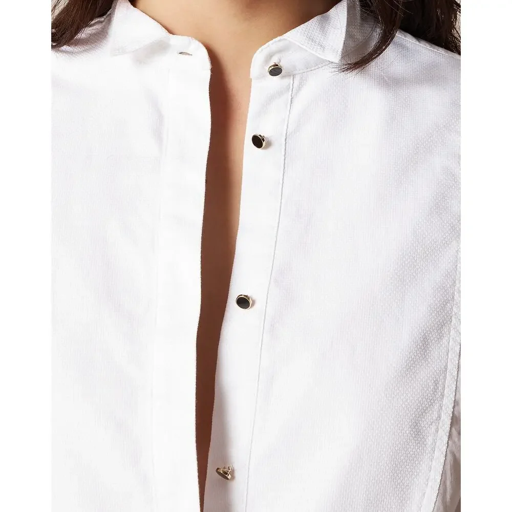 J. Crew Women's Button-Up Jules Tuxedo Shirt in Cotton Poplin White Size 2 NWT